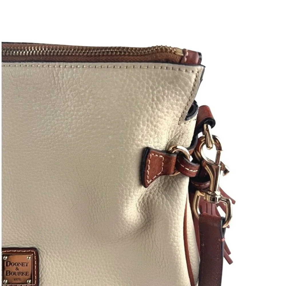 Dooney & Bourke Cream Leather Hobo with Brown Trim